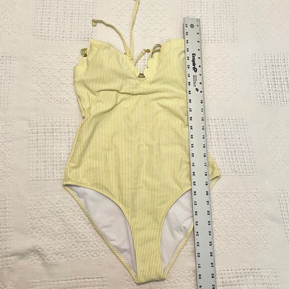 Jessica Simpson Scalloped Halter One-Piece Swimsuit - Picture 5 of 11